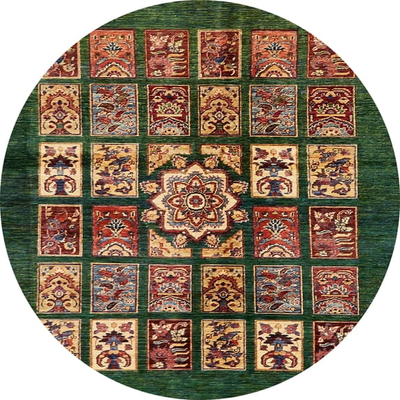 Ahgly Company Machine Washable Indoor Round Abstract Bakers Brown Area Rugs, 4' Round