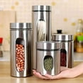 thumbnail image 5 of Stainless Steel Quality 4pc Canister Set with Glass Window & Airtight Lids, Food Storage Containers, Pantry Storage & Organization Set for Coffee, Flour, Pasta, Rice, Spices, Herbs, 5 of 6