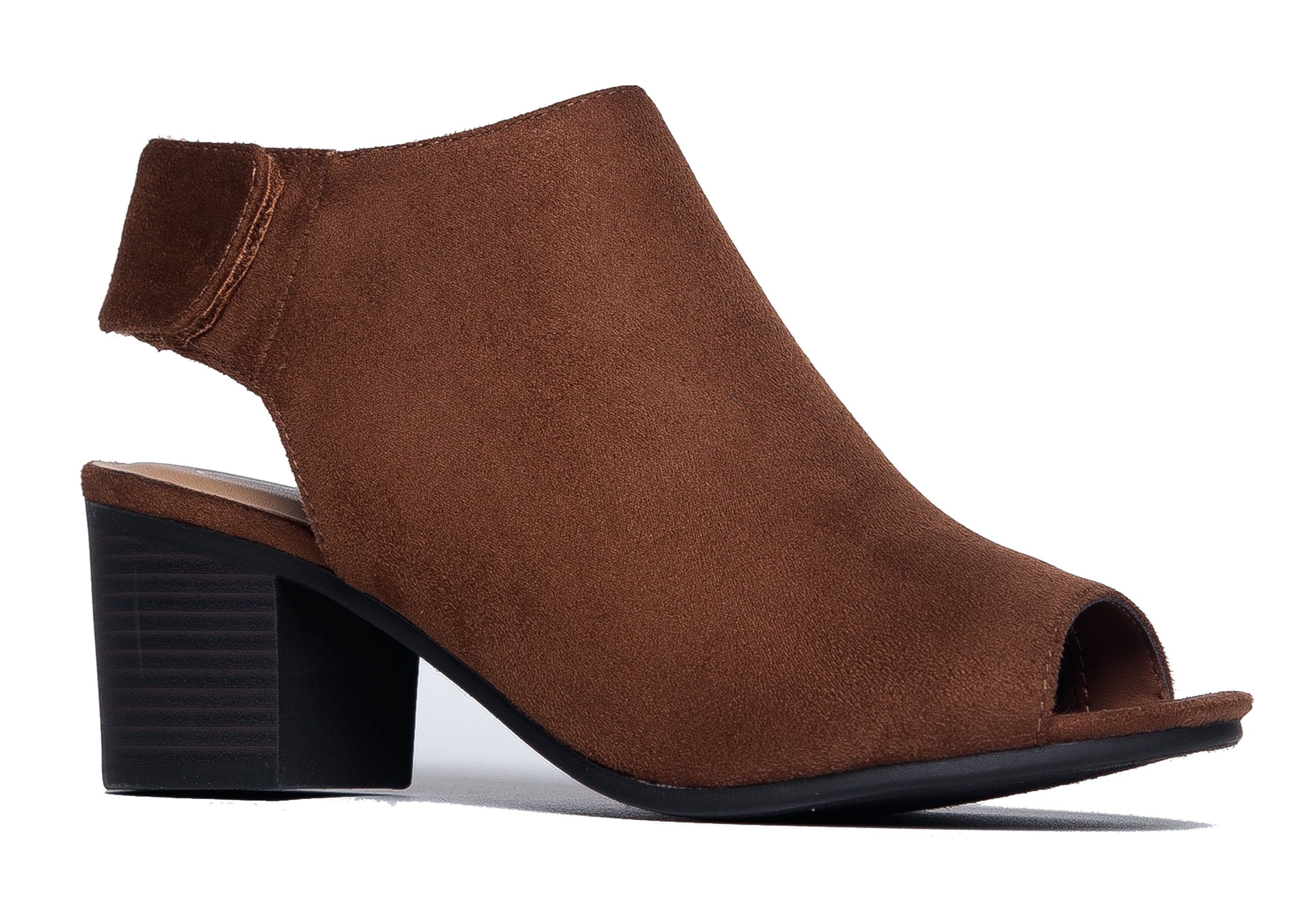 stacked heel bootie