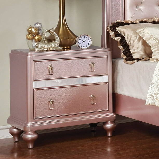 Furniture Of America Starnom Nightstand With 2 Drawer Rose Gold Walmart Com Walmart Com