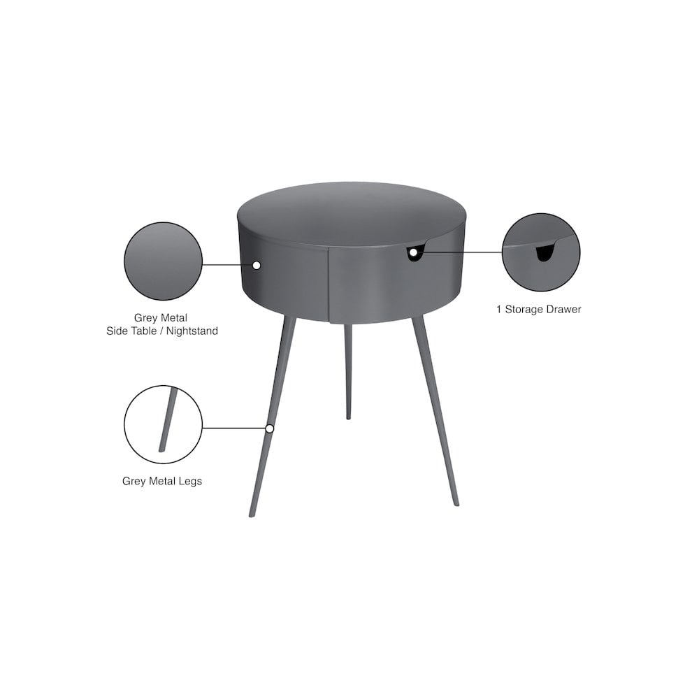 Meridian Furniture Bali Gray Metal Nightstand