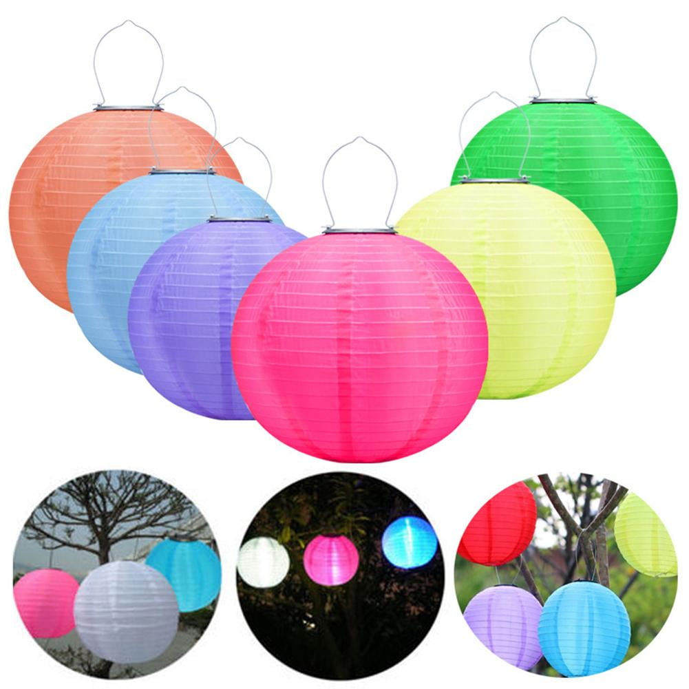 12in Waterproof LED Solar Cloth Chinese Lantern Festival Party Hanging Lamp 
