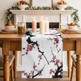 thumbnail image 4 of Pink Plum Blossom Cotton Linen Table Runner for Dining Kitchen, Farmhouse Botanical Spring Floral Wedding Outdoor Party Tablerunners Decoration, Dresser Scarf Coffee Tablecloth Runners 13x48 Inches, 4 of 9