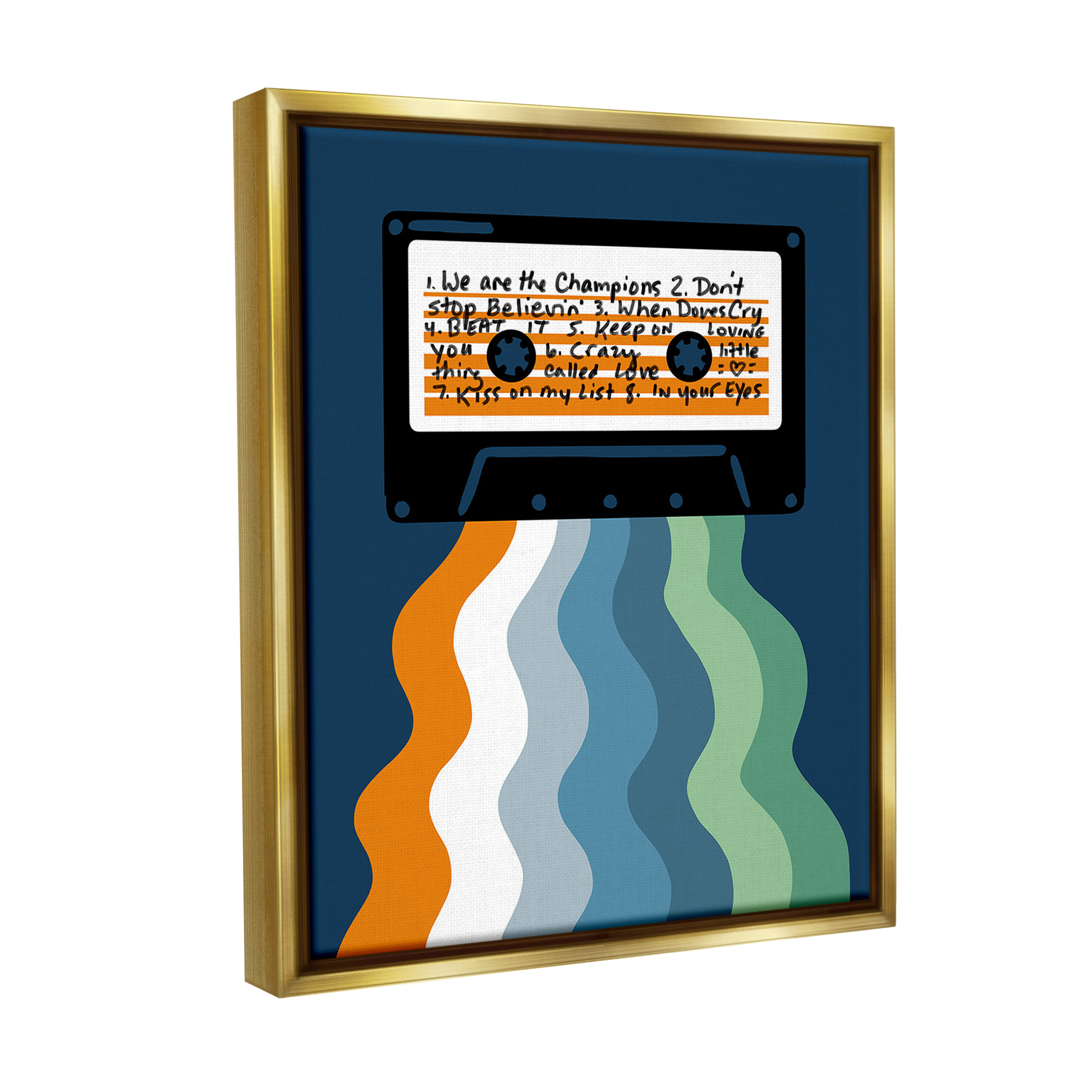 Stupell Industries Mix Tape Cassette Novelty Painting Gold Floater Framed Canvas Art Print Wall Art, 25 x 31