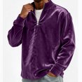 thumbnail image 6 of Qualvora Mens Velour Quarter Zip Pullover, Long Sleeve Stand Collar Sweatshirt with Metal Zipper, Loose Fit Solid Color Top, Fall Winter Party Night Out Wear for Men, 6 of 7