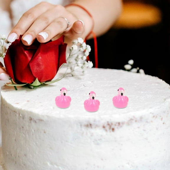 SOPOTUTU 50Pcs Rosy Flamingo Figurines for Outdoor Garden, Yard, Cake Decoration and Party Supplies