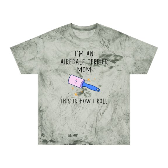 Airedale Terrier Mom Shirt Gifts Color Blast Tshirt Tee Crew Neck Unisex