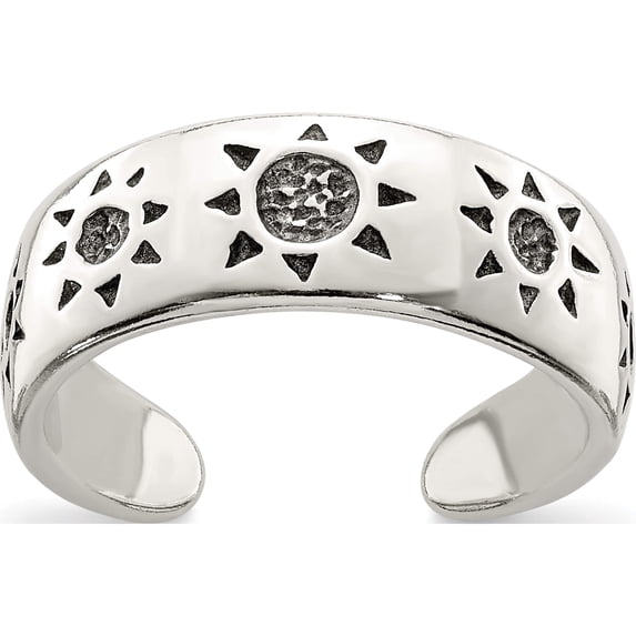 Sterling Silver Antiqued Sun Toe Ring Made In Thailand qr829