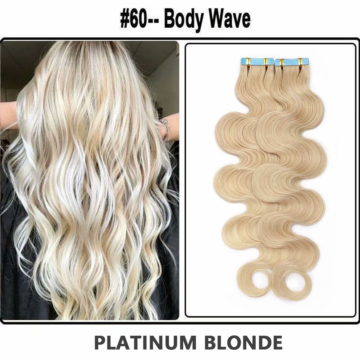 MY-LADY Wavy Tape in Remy Human Hair Extensions Curly Body  display picture 1