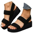 thumbnail image 3 of XIMIN Wedge Sandals for Women Lightweight Dressy Platform Elastic Ankle Strap Slip On Open Toe Thick Sole Mid Heels Casual Boho Summer Beach Outdoor Party Sandal, 3 of 8