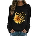 thumbnail image 1 of HKEJIAOI Chandail Graphique Tournesol Femme Manches Longues T-Shirt Décontracté Col Rond chandail Ample, Noir P, 1 of 4