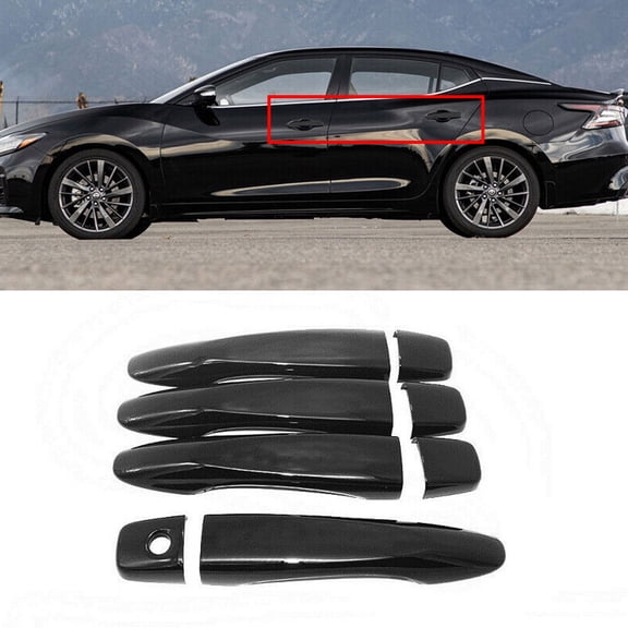 NINTE Door Handle Cover For 14-20 Nissan Rogue 16-22 Murano & Maxima Gloss Black 8PCS