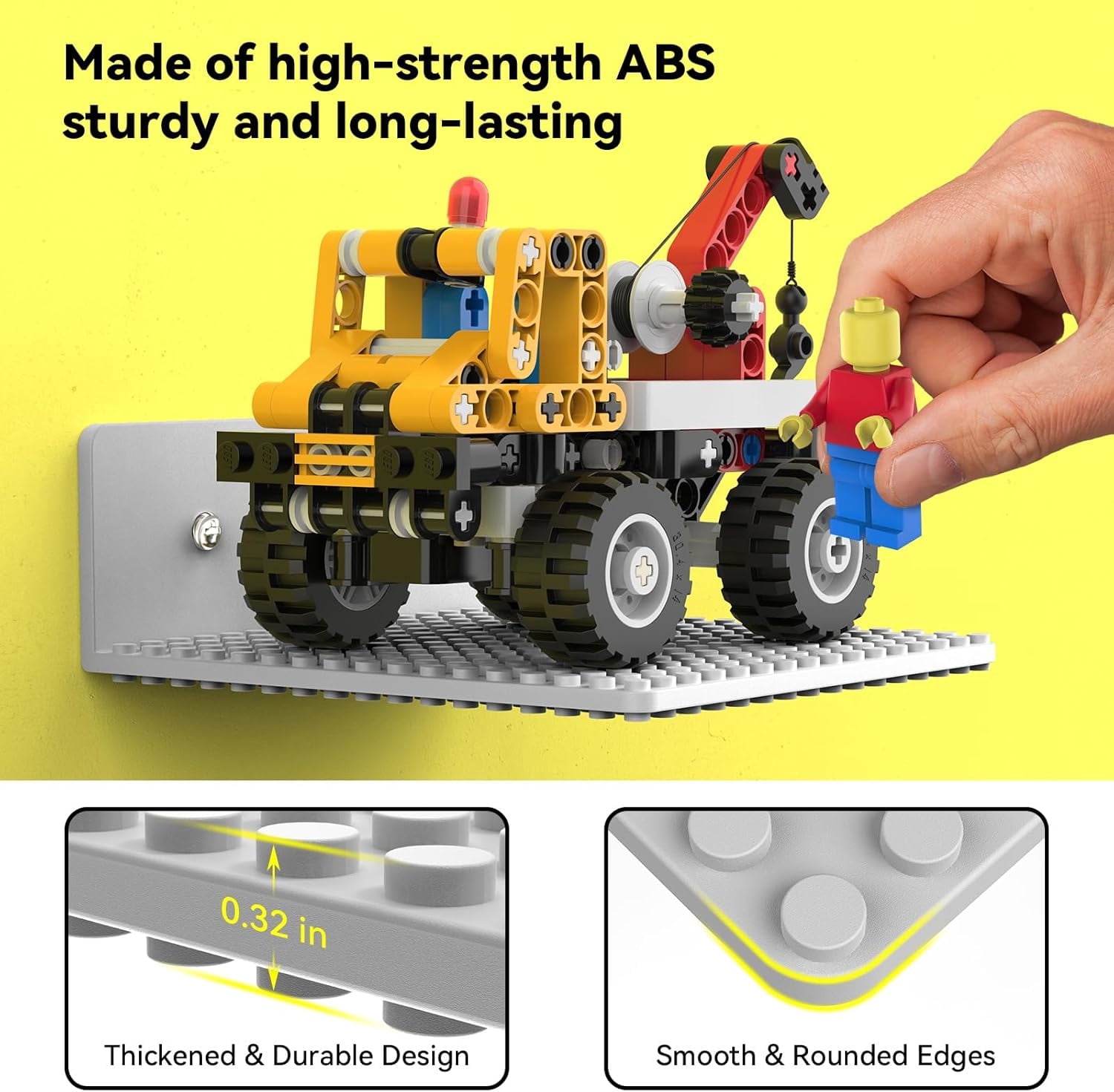 BlissBox Classic Collection 5.5 Inch x 6.89 Inch Display Shelves Compatible with LEGO Building Bricks ABS Floating Shelves (6 Count)