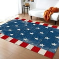 thumbnail image 1 of Vintage Blue Imitation Floor Red and White Striped Area Rug, Pentagram Indoor Non-Slip Rugs, Machine Washable Breathable Durable Carpet for Front Entrance Floor Decor 5x7ft, 1 of 6
