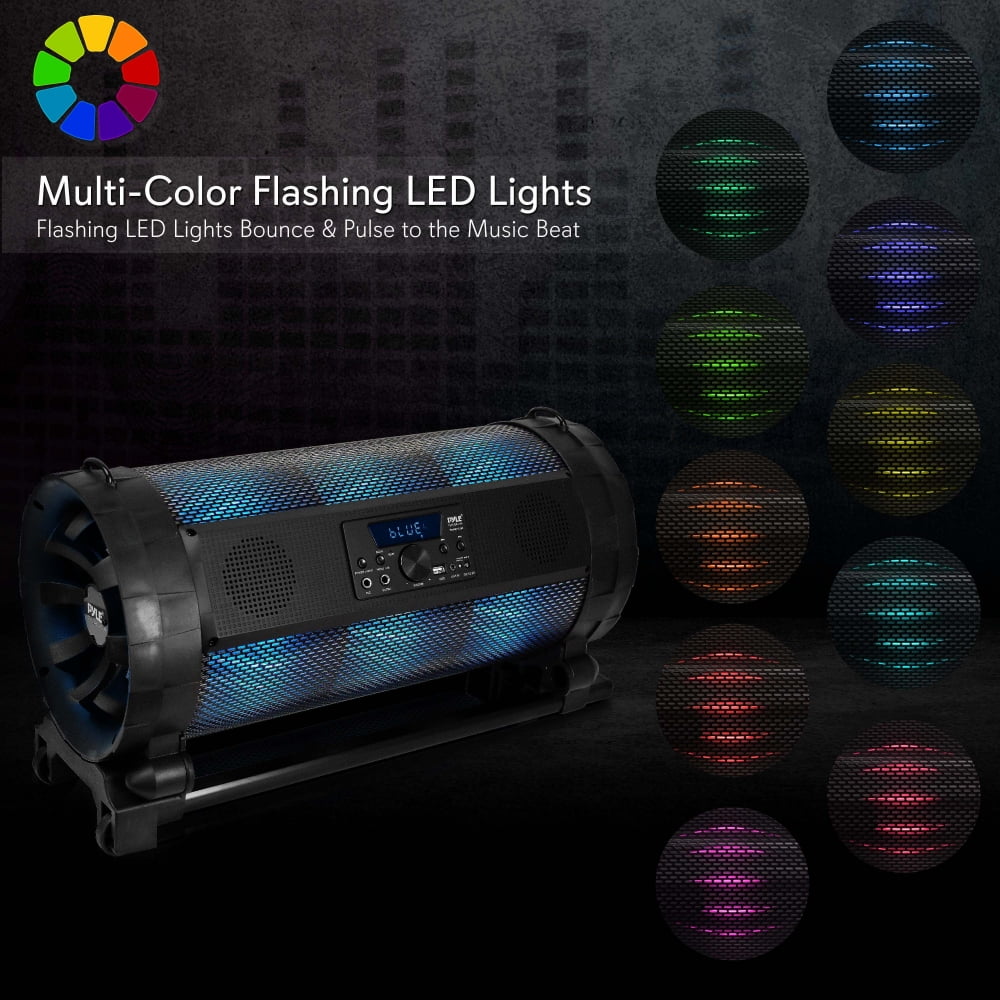Pyle Bluetooth Boom Box Speaker System  Wireless & Portable Stereo Speaker with Builtin LED Light  (图3)