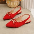 thumbnail image 6 of Red Female Pointed Toe Flat Sandals Featuring A Slip On Design And Breathable Material, 6 of 9