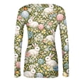 thumbnail image 6 of ASDFVBKG Easter Patterned T-Shirts for Women Fashion Crew Neck Basic Long Sleeve Slim Fitted Shirts Ribbed Bunny Floral Printed Cozy Outfits Clothing Light Green 2XL, 6 of 6