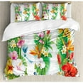 thumbnail image 3 of Watercolor Flower Twin Size Duvet Cover Set, Tropical Christmas Bouquet Tropical Hibiscus Blossoms Leaf Butterfly, Decorative 2 Piece Bedding Set with 1 Pillow Sham, Multicolor, by Ambesonne, 3 of 3