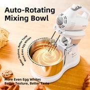 Stand Mixer Automatic Electric Kitchen Mixer - 4.8 QT Smart Standing & Hand Mixer with Auto-Rotating Bowl & Beater, 5-Speed Tilt-Head Household Mixer with Beaters& Dough Hooks for Baking,Black/White