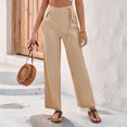 thumbnail image 4 of Pantalones Pantalones Rectos Con Cordones Pantalones De Pierna Ancha Pantalones Sueltos Color Sólido Simple Cgtredaw Beige T M para Mujer, 4 of 6