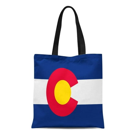 KDAGR Canvas Tote Bag Denver Flag of Colorado in United States Boulder Allegiance Durable Reusable Shopping Shoulder Grocery