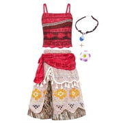 Jurebecia Princess Dress for Girls Adventure Outfit Costume Two-Pieces Crop Top Skirt Set Halloween Christmas Cosplay Clothes Age 8(7-8Years)