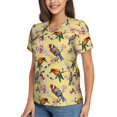 thumbnail image 2 of Fuzoiu Beautiful Bright Birds And Flowers Print Women's Classic V-Neck T-Shirt, Short Sleeve V Neck Tees for Casual Everyday Wear,Casual Fit Tee,Summer Fashion Tops-Small, 2 of 5