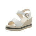 thumbnail image 2 of AXXD White Wedge Sandals for Women 7.5 Summer Sandals Open Toe Sandals Casual Low Slip On Sandals Comfortable Outdoor Shoes, 2 of 5