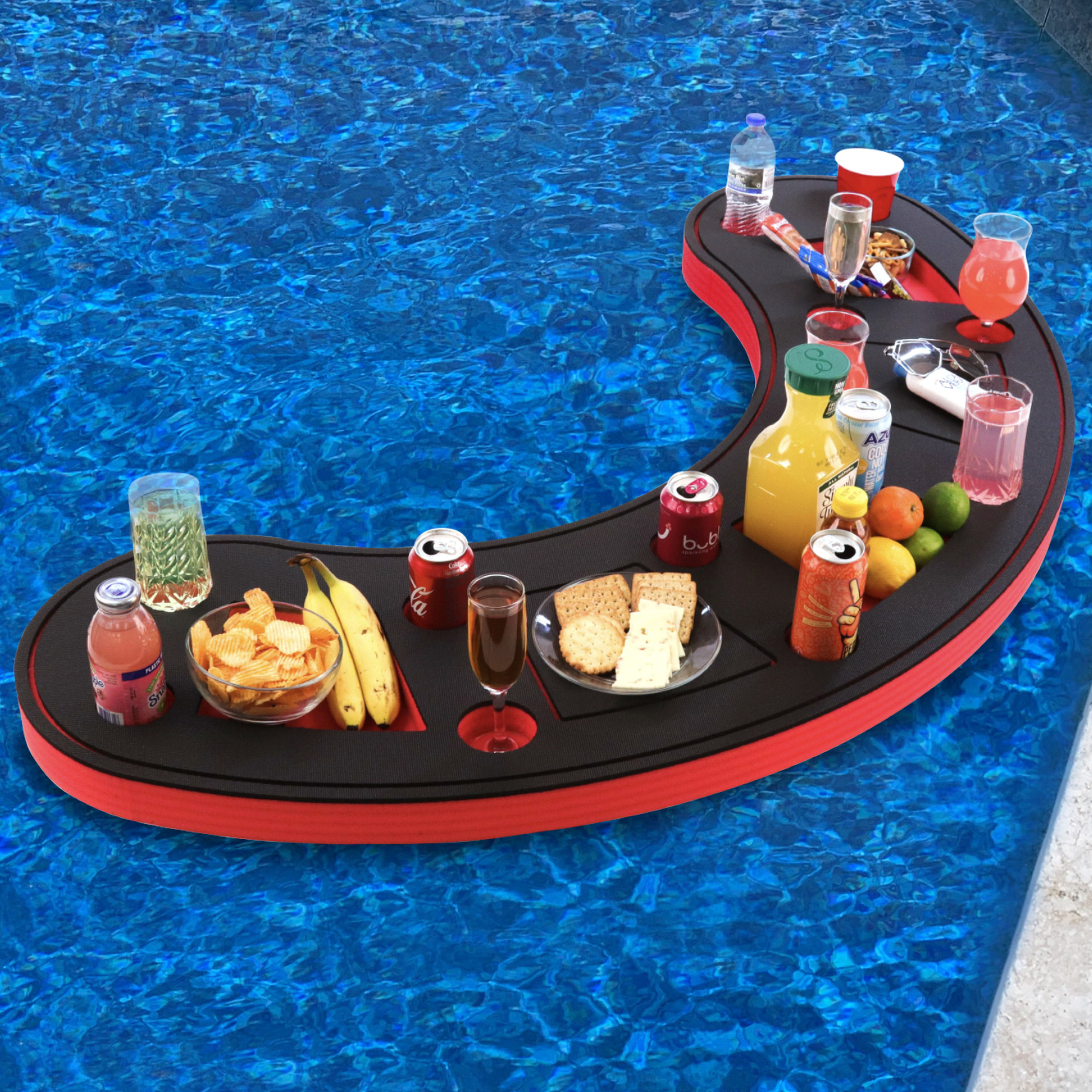 Polar Whale Giant Red and Black Floating Bar Table Tray Bartender Drink  Holder for Pool or Beach Party Float Lounge Refreshment Durable UV  Resistant 