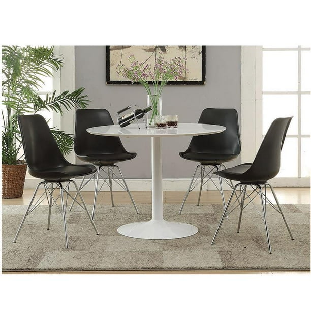 5 Piece 40 Round Dining Set With Tulip Pedestal Table And 4 Black Chairs Com 5 Piece 40 Round Dining Set With Tulip, Round Table 40