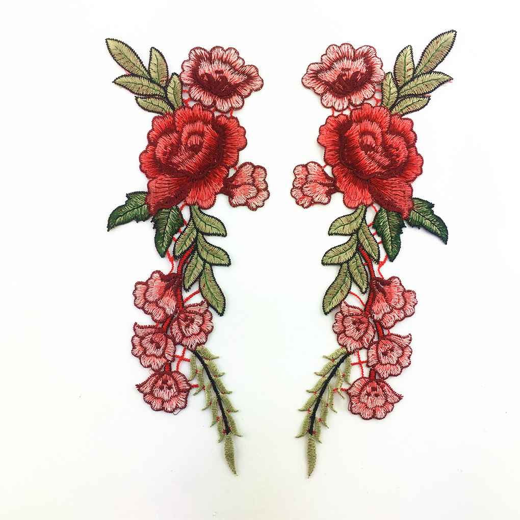 1x Rose Flowers Patch Floral Embroidered Applique Patches Sew on For DIY A!