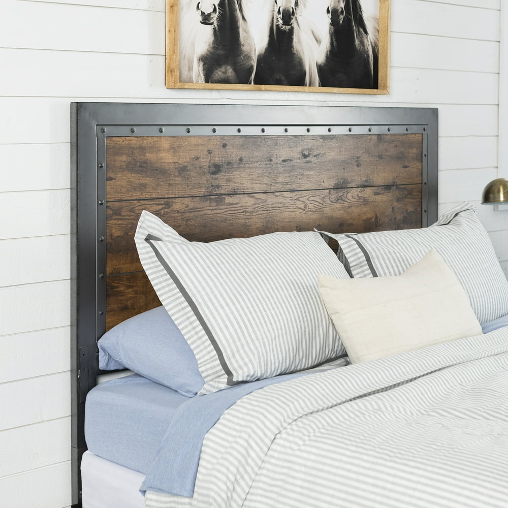 Manor Park 48" Industrial Queen Size Wood and Metal Panel Headboard