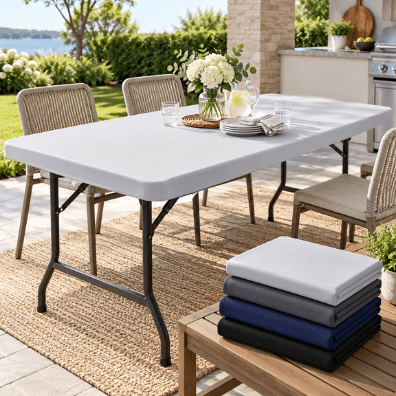 Elastic Fitted Tablecloth for Rectangular Tables Stretch Table Cover for Picnic Dining Camping Party and Outdoor Use