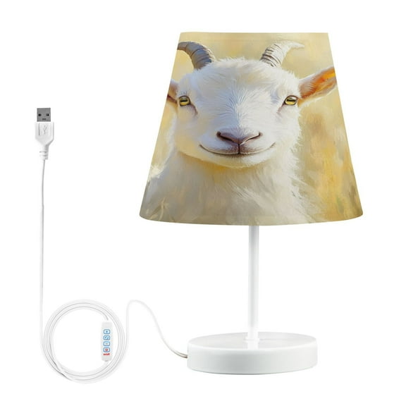 BZSMCE Table Lamp Creative Design Cute White Goat Painting Simple Pattern Night Light
