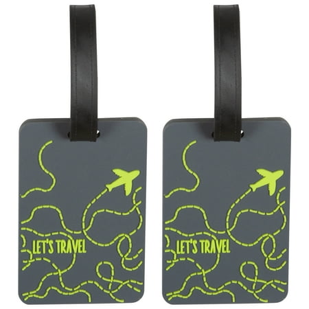 Protégé Adult Mini 2 Pack PVC Luggage Tag, "Let's Travel", Gray