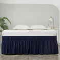 thumbnail image 2 of Siloon Navy bule Bed Skirt Queen 15 Inch Drop,Elastic Bed Skirts Queen Size Dust Ruffle,Bedskirt for Adjustable Bed Base,Easy to Install Machine Washable, 2 of 7
