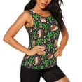 thumbnail image 2 of Xecao Cute Hedgehogs Cactus Blue print women's scoop neck, loose-fit workout tank tops for the gym., 2 of 9