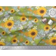 thumbnail image 2 of Soimoi Poly Georgette Fabric Leaves & Sunflower Floral Print Fabric by The Yard 42 Inch Wide, 2 of 3