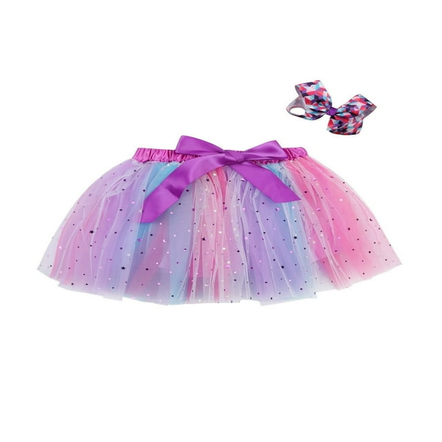 PENGXIANG Filles Jupes Tutu avec Arc Arc en Ciel Couches Tulle Princesse Robes Sparkle Tutu Robe MHX