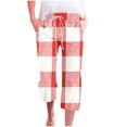 thumbnail image 1 of Pantalones Casuales de Mujer de Impresión Floral Cintura Elástica Suelta, Pantalones de Pierna Ancha Recta con Bolsillos, 1 of 5