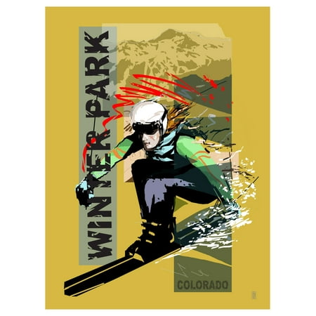 Winter Park Colorado Extreme Skier Girl Travel Art Print Poster by Mike Rangner (9