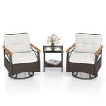 thumbnail image 2 of Costway 3 PCS Outdoor Swivel Chair Set with 2-Tier Tempered Glass Side Table Cushions, 2 of 10