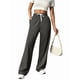 thumbnail image 2 of Pantalones Deportivos Holgados de Cintura Alta con Cordón Ajustable para Mujer, Pantalones Deportivos de Pierna y Bolsillos Gris Oscuro M, 2 of 7