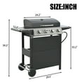 thumbnail image 4 of Deiokin 4-Burner Propane Gas Grill, 34,000 BTU Stainless Steel BBQ Grill with Two Side Shelves, Thermometer, and Wheels, 4 of 9