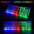 thumbnail image 2 of Wired Gaming Keyboard and Mouse Headset Combo,Rainbow LED Backlit Wired Keyboard,Over Ear Headphone with Mic,Rainbow Backlit Gaming Mice,Mouse Pad,for PC,Laptop,Mac,PS4,Xbox(White), 2 of 7