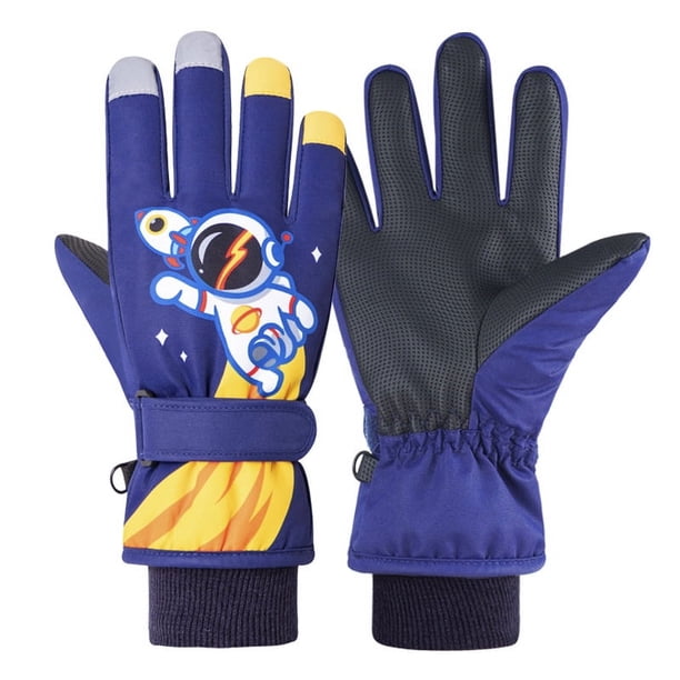 Guantes de invierno para niños, niñas, para jugar en la nieve, impermeables, cálidos, con forro polar grueso, para niños, estudiantes, ciclismo, guantes de esquí a prueba de frío