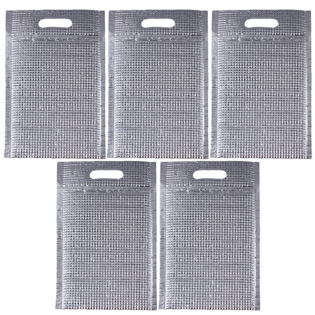 5PCS Tote Fast Food Bag Zipper Self-styled Food Bag Aluminum Foil Insulation Bag Disposable Fast Food Freezer Bags