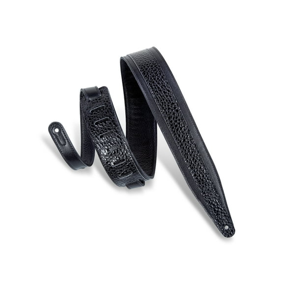 Levy's 2 1/2" Garment Leather Guitar Strap with Foam Padding, MG317DRT-BLK