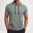 thumbnail image 2 of Men's Short Sleeve Hoodie Workout Gym Athletic Lightweight Mesh Hooded T Shirts Sweatshirt Big and Tall Size S-4XL Dark Gray, 2 of 6
