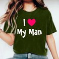 thumbnail image 4 of Women Shirts Dgankt Women's Valentine's Day Short Sleeve Monogram Printed Solid Color Top Short Sleeve Crew Neck Shirt, 4 of 6